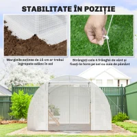 Outsunny Seră de Grădină Tip Tunel 4x3x2 m cu Uși Rulabile și 6 Ferestre, Seră pentru Plante cu 2 Suporturi Diagonale, Cadru din Oțel și Husă PE, pentru Legume, Flori și Fructe, Alb(m-8)