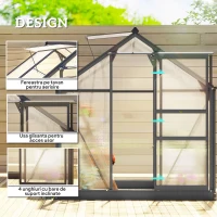 Outsunny Seră de Grădină din Policarbonat Anti-UV cu Fereastră și Ușă Glisantă, 190x132x201cm(m-4)