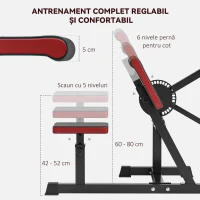 SPORTNOW Bancă Preacher Curl 2-în-1 Aparat pentru Bicepși cu Scaun și Suport pentru Coate Ajustabil(m-5)