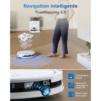 ECOVACS T50 OMNI White Gen2 - Aspirateur Robot avec Station - 21000Pa - Brosse latérale et serpilliere Extensibles - ZeroTangle 2.0(m-4)