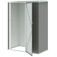 Outsunny Capanno Porta Attrezzi in Metallo con Tetto Inclinato e Porta Bloccabile, 142x86x189 cm, Grigio Chiaro(m-11)