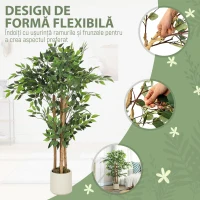HOMCOM Copac Artificial de 120 cm, Plantă Decorativă cu Trunchi Solid din Lemn și Ghiveci pentru Interior, Verde(m-6)