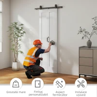 HOMCOM Ușă Glisantă Tip Carte Pliabilă Tip Portofel cu Suprafață Vopsibilă, 70x210 cm, Alb(m-6)