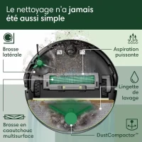 Aspirateur Robot Laveur - IROBOT Roomba 205 Combo Compactor - 3h - 7000 Pa - 1820 ml - Noir(m-3)