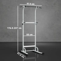 SPORTNOW Power Tower cu Bare pentru Dip și Tracțiuni, Stație Fitness Multifuncțională cu Înălțime Reglabilă 176,5-227 cm, Structură din Oțel pentru Antrenament Acasă, Capacitate 120 kg(m-3)