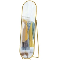 HOMCOM Oglindă de Podea Ovală Rezistentă la Spargere, Modernă, 50x4x180 cm, Auriu(m-10)