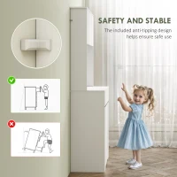 HOMCOM Bufet de Bucătărie Modern cu 4 Dulapuri, 2 Sertare și Rafturi Reglabile, 100x38x180 cm, Alb(m-7)