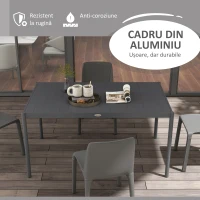 Outsunny Masă de Grădină cu Lamele, Dimensiuni 145x90 cm, Masă de Dining pentru 6 Persoane, Rectangulară, din Aluminiu și Oțel, pentru Curte, Terasă, Balcon și Exterior, Gri Închis(m-4)