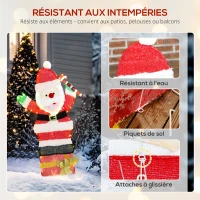 Outsunny Père Noël lumineux de 90 cm avec 97 LED blanc chaud, décoration de Noël pour intérieur et extérieur(m-6)