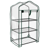 Outsunny Sera de Balcon cu 3 Niveluri și Ușă Rulantă, Sera pentru Grădină cu Structură din Oțel și Acoperiș din PVC, pentru Plante, Legume, Flori, Fructe, 59x39x127 cm, Transparentă(m-11)