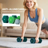 SPORTNOW Set de greutăți hexagonale, greutate totală de 18 kg, cu suport inclus, din oțel, metal și plastic, multicolor(m-7)