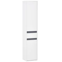 HOMCOM Colonna Bagno a 2 Armadietti con Ripiano Regolabile e Cassetto, in Truciolato, 35x31x172 cm, Bianco(m-1)