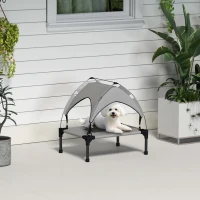 PawHut Lit pour chien chat sur pieds lit chien surélevé velum anti-UV oxford sac de transport inclus 61 x 46 x 63 cm gris(m-10)