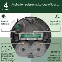 iRobot Roomba Plus 505 Noir - Base Multifonction - Lavage et séchage a l'air Chaud des lingettes - PrecisionVision IA(m-4)
