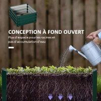 Outsunny Lot de 2 jardinières surélevées, carre potager de jardin pour légumes, fleurs, acier galvanisé 60 x 60 x 30,5 cm, vert(m-6)