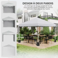 Outsunny Tonnelle de jardin pop-up réglable en hauteur protection 2 parois latérales sac de transport 297 x 297 x 288 cm blanc(m-4)