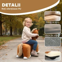 AIYAPLAY Cal Electric pentru Copii, Jucărie cu Husă Lavabilă și Roți Silențioase, Maro(m-6)