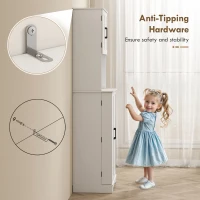 HOMCOM Dulap de bucătărie înalt, stil country, cu 2 dulapuri și 8 suporturi pentru condimente, 60x40x181.5 cm, alb(m-7)