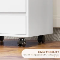 HOMCOM Mobilier de Birou cu 4 Sertare și Roți pentru Birou 46x40x65 cm Alb(m-5)