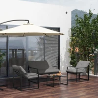 Outsunny Set Mobilier de Exterior cu Măsuță din Sticlă, Canapea, 2 Fotolii și Perne, Gri(m-8)