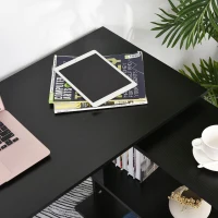 HOMCOM Mesa de Computador Secretária Mesa de Canto Giratória 360° com 5 Prateleiras 120x110x74,5 cm Preto(m-9)