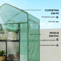 Outsunny Seră de grădină balcon etajere seră 5 niveluri 0,69 x 0,49 x 1,93 m oțel folie rulabilă PE verde(m-4)