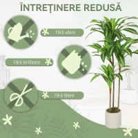 HOMCOM Arbore Artificial Dracaena 120 cm cu Rame Flexibile - Verde(m-5)