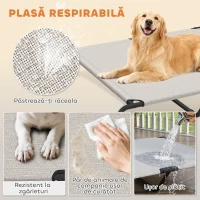 PawHut Pat Ridicat pentru Câini de Talie Mare, Portabil, cu Cadru din Oțel și Plasă Respirabilă, Ușor de Asamblat, Bej, 152x94x23 cm(m-5)