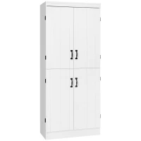 HOMCOM Armoire de cuisine buffet de salle à manger avec 4 portes 6 étagères de rangement style moderne 76 x 40 x 177 cm blanc(m-1)