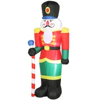Outsunny Soldat casse-noisette gonflable de Noël 245 CM avec lumières LED et sceptre, intérieur et extérieur, multicolore(m-1)