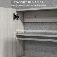 HOMCOM Armoire murale salle de bain avec miroir, meuble salle de bain, double portes et étagères réglables, 80x15x60cm, gris(m-5)