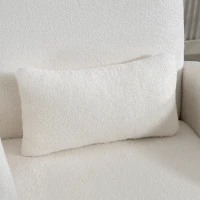 HOMCOM Fotoliu de Salon Tapițat cu Spațiu de Depozitare Ascuns, Spătar Înalt, Fotoliu Modern cu Cotiere, Pernă Lombară și Șezut Spațios, din Pluș Teddy, pentru Dormitor și Sufragerie, Crem(m-9)