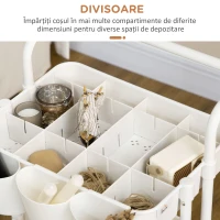 HOMCOM Cărucior de Bucătărie Multifuncțional cu 3 Nivele, Coșuri și Cârlige Detașabile, 42x38x86.5 cm, Negru(m-6)