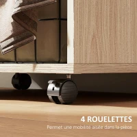 HOMCOM Armoire penderie armoire de rangement mobile avec rideau, tringle de suspension, 60 x 40 x 128 cm, effet bois naturel(m-6)