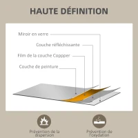 HOMCOM Miroir mural rectangulaire 50 x 70 cm, cadre en bois blanc, idéal pour la salle de bain, salon ou chambre(m-6)