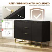 HOMCOM Sideboard with 3 Drawers and Adjustable Shelves for Living Room - Black(m-7)