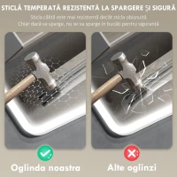 HOMCOM Oglindă de baie LED bluetooth 70 x 90 cm interruptor tactil lumină reglabilă 3 culori anti-abur memorie argintiu(m-8)