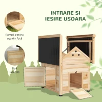 PawHut Căsuță pentru Rațe de Exterior, Căsuță cu Rampă, Bază Detașabilă, Acoperiș Inclinat și Orificii de Ventilație, 78x90x92 cm, Lemn(m-5)