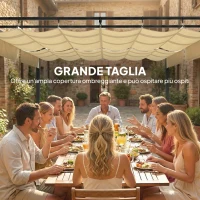 Outsunny Pergola da Giardino con Tettuccio Scorrevole UV50+ in Metallo, 5.7x2.95m, Beige(m-4)