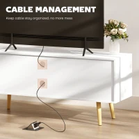 HOMCOM TV Stand Cabinet up to 55 Inches, TV Unit with Storage Shelves and Wood Legs for Living Room, Bedroom, White(m-5)