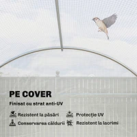 Outsunny Seră de Grădină Tip Tunel 4x3x2 m cu Uși Rulabile și 6 Ferestre, Seră pentru Plante cu 2 Suporturi Diagonale, Cadru din Oțel și Husă PE, pentru Legume, Flori și Fructe, Alb(m-5)