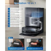 ECOVACS T80 OMNI - Robot Aspirateur Laveur - 18 000 Pa - Nettoyage Automatique instantané OZMO Roller - ZeroTangle 3.0(m-4)
