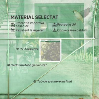 Outsunny Seră de Grădină Tip Tunel 4x2x2 m cu Uși Rulabile și 6 Ferestre, Seră pentru Legume, Fructe, Flori, Structură Metalică și Acoperire PE, Verde(m-4)