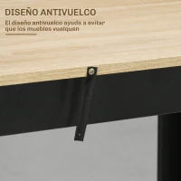 HOMCOM Mesa Alta de Bar Mesa de Cocina con 3 Estantes Marco de Madera Estilo Moderno 112x57x106 cm Negro y Natural(m-6)