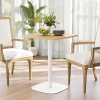 HOMCOM Table à manger carrée pour 2 personnes table de cuisine plateau en effet bois base carrée 60x60x75cm effet bois naturel(m-10)