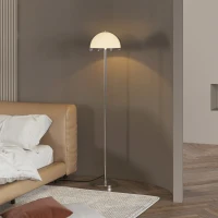 HOMCOM Lampada a Piantana Moderna con Paralume a Doppio Strato, in Metallo e Acrilico, Ø35x150 cm, Bianca(m-2)