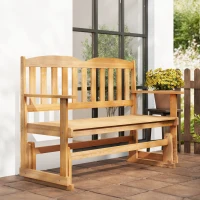 Outsunny Panchina da Giardino a Dondolo da 2 Posti con Braccioli in Legno di Abete, 132x51x95.5cm, Colore Legno(m-9)