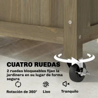 Outsunny Jardinera de Madera con Enrejado Metálico y Ruedas para Plantas Trepadoras Macetero Elevado 72x36x168 cm Carbonizado(m-5)
