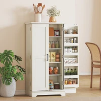 HOMCOM Buffet cuisine armoire de cuisine 5 niveaux avec portes et étagères réglables 60l x 40P x 120H cm grain de bois crème(m-10)