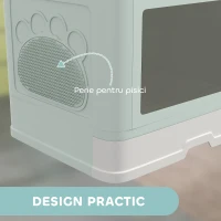 PawHut Litieră de nisip pentru pisici cu Capac, Intrare Dublă, Sertar, Lopățică, Verde(m-6)